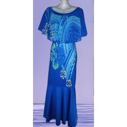 Blue-Off-Shoulder Floral Bodycon Graduation/Formal Dress